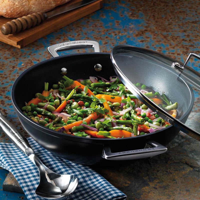 Le Creuset Toughened Non-Stick Shallow Casserole with Glass Lid 30cm image number 1